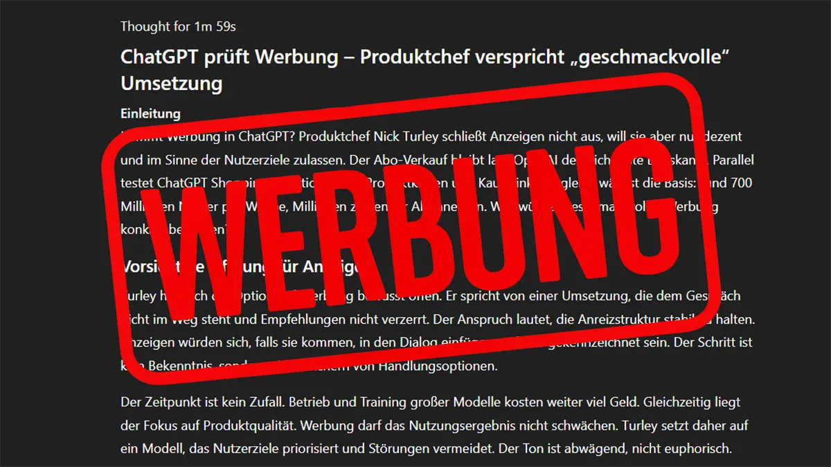 Ein ChatGPT Chat mit Werbung